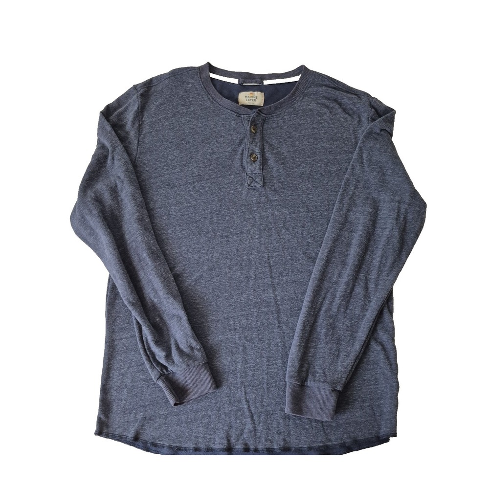 Marine Layer Shirt Mens Medium Heather‎ Blue Long Sleeve Henley Jersey Top